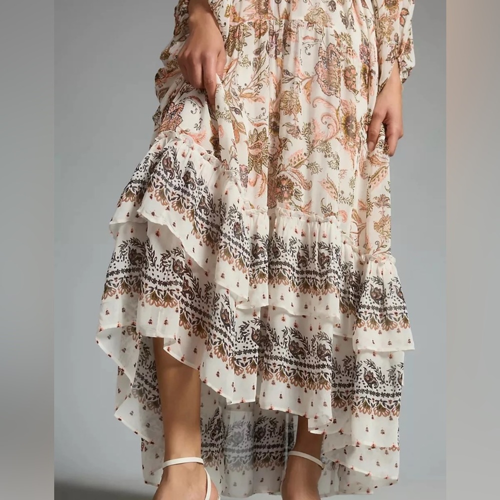 Anthropologie V Neck Long Sleeve Maxi Dress - Picture 7 of 8